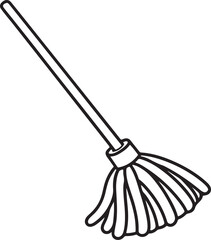 mop line art, black outline, vector and illustration, coloring book page line art drawing