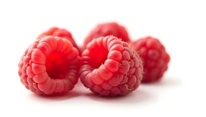 ripe raspberry isolated on white background