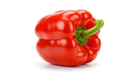 Fresh Red Bell Pepper Isolated on White Background