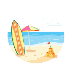 vector illustration of a summer beach
