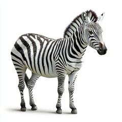 Cute zebra with tiny black and white stripes stands peacefully, a delightful cartoon clipart illustration.