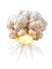 3D render of a highly detailed, dynamic nuclear detonation, featuring intense heat distortion, with white-hot explosion core. The explosion showcases lightning arcs crackling through the blast,