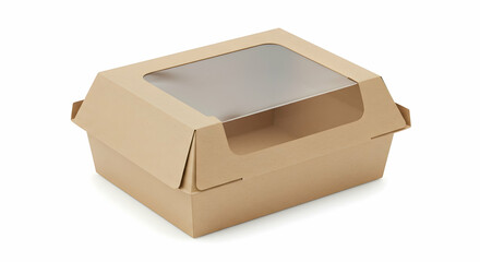 Naklejka premium collection of biodegradable food containers made from sugarcane, bamboo, and cornstarch, neatly arranged on solid white background, minimal aesthetic and soft shadows, eco packaging concept with clean