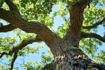 Beautiful Life. Oak Tree Branch with Botanic Details and Ecological Conservation