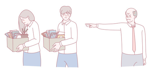 A visual representation showcasing an employee amidst their dismissal, carrying personal belongings in boxes