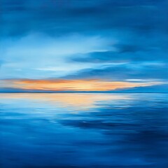 Obraz premium Tranquil sunset landscape with clouds reflected on still water