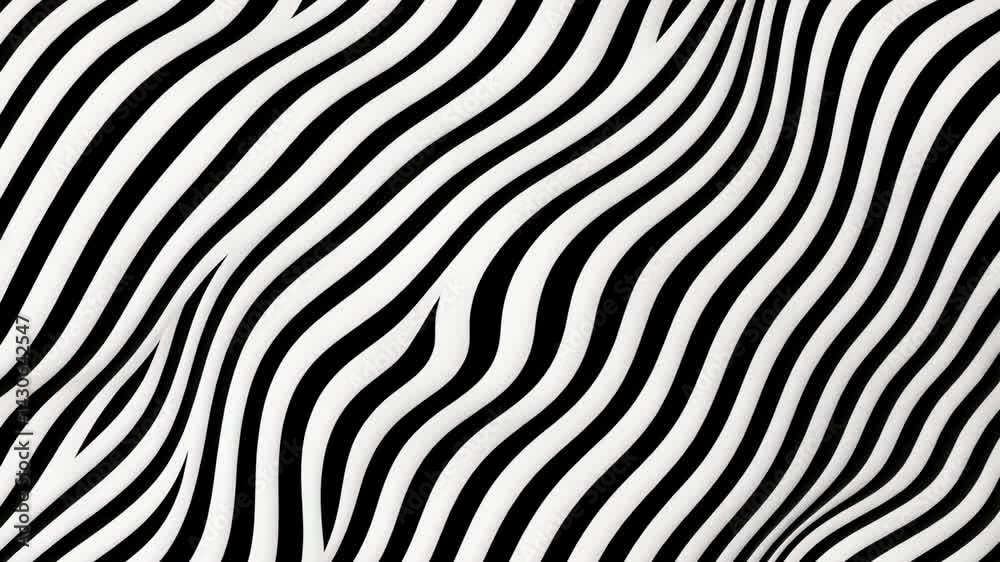 Poster intricate wavy black and white patterns flow seamlessly, creating an eye-catching and dynamic visual