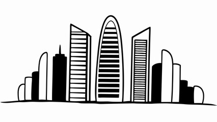 Obraz premium Black silhouette A row of tall buildings Vector Art 