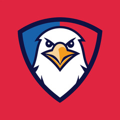 Fototapeta premium Eagle Mascot Logo in Shield Vector Art - Flat Minimalist Eagle Logo Design Illustration
