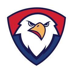 Eagle Mascot Logo in Shield Vector Art - Flat Minimalist Eagle Logo Design Illustration