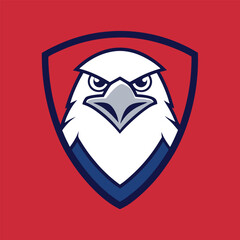 Eagle Mascot Logo in Shield Vector Art - Flat Minimalist Eagle Logo Design Illustration