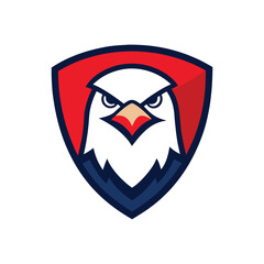 Eagle Mascot Logo in Shield Vector Art - Flat Minimalist Eagle Logo Design Illustration