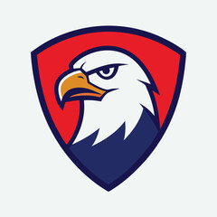 Eagle Mascot Logo in Shield Vector Art - Flat Minimalist Eagle Logo Design Illustration