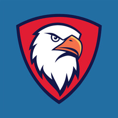 Eagle Mascot Logo in Shield Vector Art - Flat Minimalist Eagle Logo Design Illustration