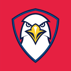 Eagle Mascot Logo in Shield Vector Art - Flat Minimalist Eagle Logo Design Illustration