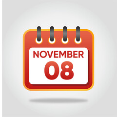 November 8 Calendar Illustration