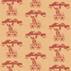Background with a mystical unusual bird and stylized plant shapes .