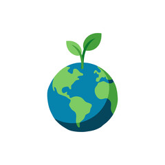 Globe with Growing Plant isolated on transparent background