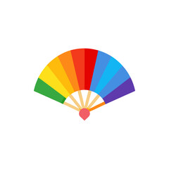 Hand Fan with Rainbow Palette isolated on transparent background