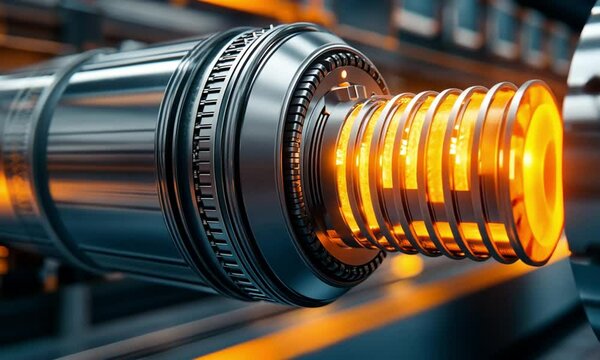 Modern thermoelectric generator converting heat to electricity with glowing parts made with Generative AI technology
