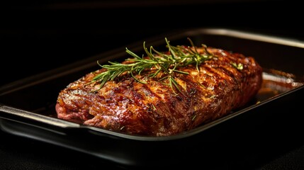 Roasted meat dish in a pan