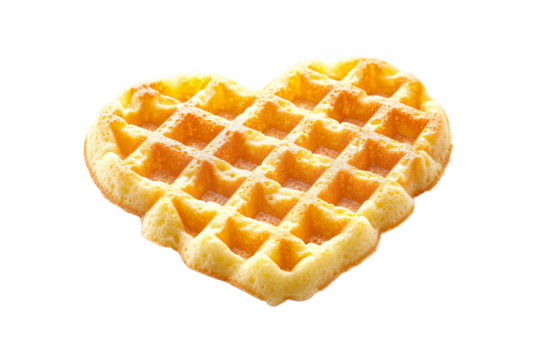A golden heart shaped waffle perfect for Valentine s Day or a sweet treat beautifully isolated on a on transparent background