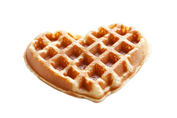 A golden heart shaped waffle a sweet treat perfect for Valentine s Day or a romantic breakfast on transparent background