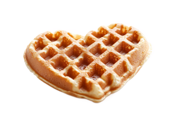 A golden heart shaped waffle a sweet treat perfect for Valentine s Day or a romantic breakfast on transparent background