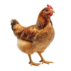 Fototapeta premium Young brown hen isolated on transparent background