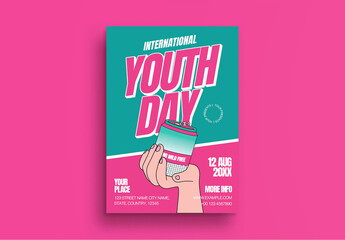 Tosca Pink Bold Minimal International Youth Day Flyer