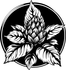 Canabis bud silhouette icon in black color. Vector template design.
