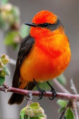 Fototapeta premium Vibrant Orange Bird Perched on Branch – Biggest Week in American Birding