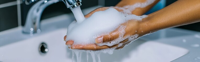 Fototapeta premium Promoting Hygiene: Hand Washing for Cleanliness and Health