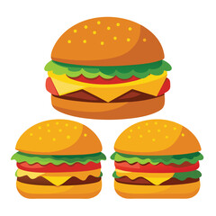 American hamburgers set isolated shilhotee vector on white background