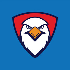 Eagle Mascot Logo in Shield Vector Art – Flat Minimalist Eagle Logo Design