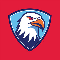 Eagle Mascot Logo in Shield Vector Art – Flat Minimalist Eagle Logo Design