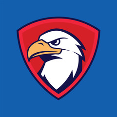 Eagle Mascot Logo in Shield Vector Art – Flat Minimalist Eagle Logo Design