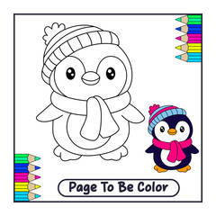 Adorable Cute Penguin Coloring Page