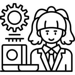 Lady Worker Icon Vector Element