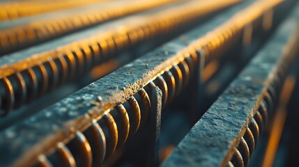 Rusty Reinforcement Steel Bars in Construction