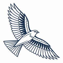 Bird in Flight Line Illustration