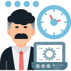 Workaholic Icon Vector Element