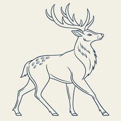 Deer with Antlers Line Sketch