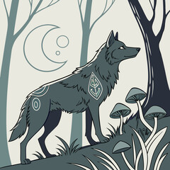 Mystical Guardian Dog in Enchanted Forest