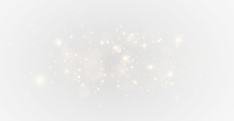 PNG golden glitter and white flare shine with magic sparkle confetti on textured background, PNG light glow and sparkle for holiday card or xmas party visual design in festive celebration theme.