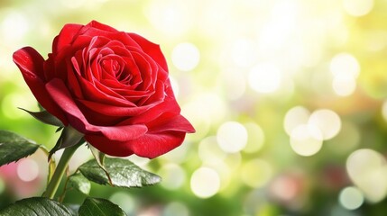 Vibrant red rose in a garden setting
