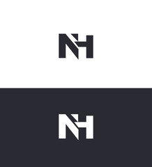 Obraz premium Modern Monogram NH Logo Design White, Black, Interlocked, Minimalist, Abstract, Geometric, Branding,