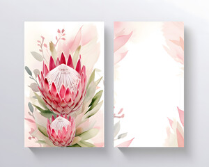 Elegant template with with the protea flowers. This design is suitable for greeting and invitation cards. Blank space for text, and copy-paste.