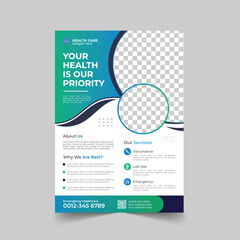 Professional Medical Flyer Design Template for Healthcare Services.