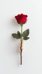 Obraz premium Rose held by hand, studio